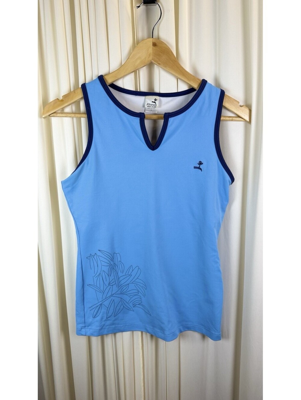 Stretch Athletic Kinesis women Top Size Lg Poly/Spandex Sportswear Lining Blue